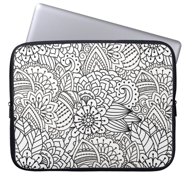 Funda Para Portátil Doodle del diseño floral (Frente)