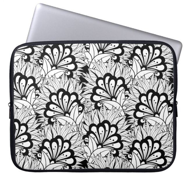 Funda Para Portátil Doodle del estampado de plores (Frente)