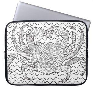 Funda Para Portátil Doodle detallado del cangrejo del mar