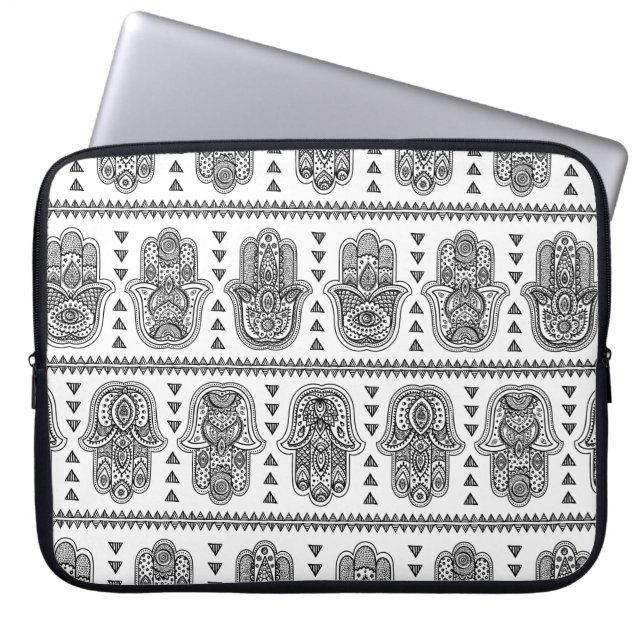 Funda Para Portátil Doodle dibujado mano india de Hamsa (Frente)