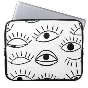 Funda Para Portátil Doodle eye, patrón creativo sin costuras.