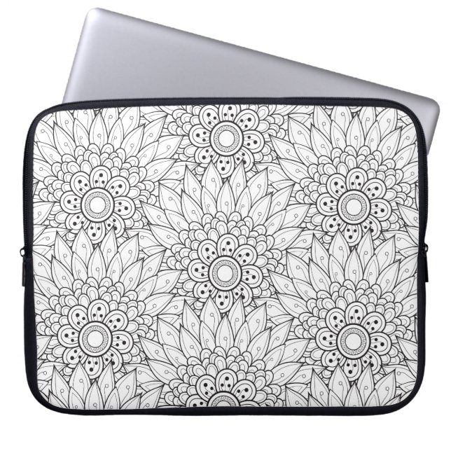 Funda Para Portátil Doodle floral del jardín (Frente)