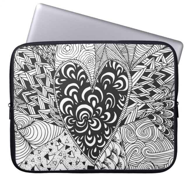 Funda Para Portátil Doodle inspirado del corazón (Frente)
