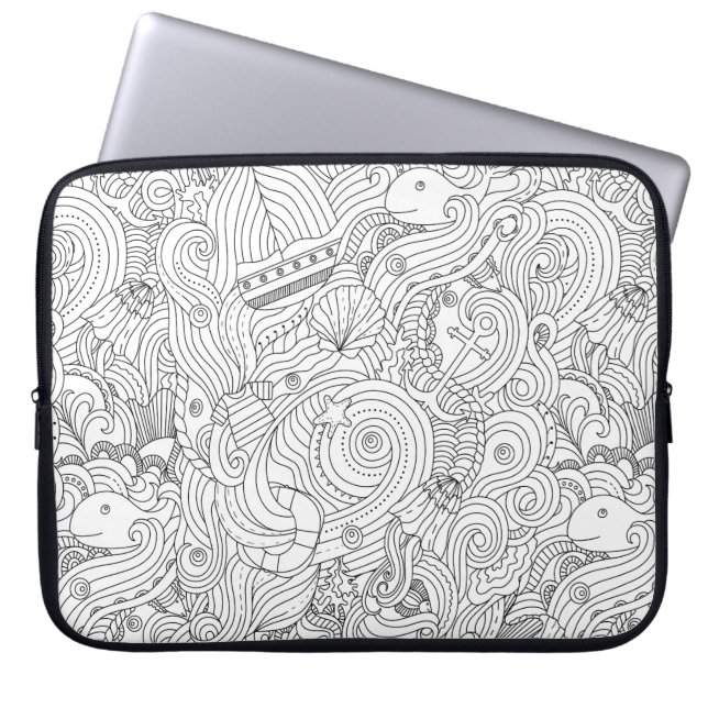 Funda Para Portátil Doodle náutico (Frente)