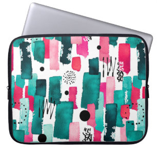 Funda Para Portátil Doodle Patrón sin foco de color rosa y gris