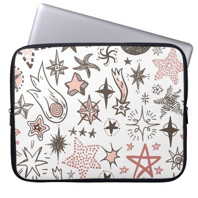 Funda Para Portátil Doodles cósmicos: estrellas y cometas (Frente)