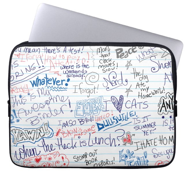 Funda Para Portátil Doodles épicos de la escuela (Frente)