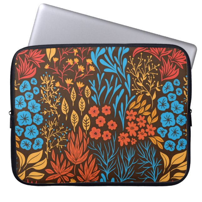 Funda Para Portátil Doodles florales oscuros (Frente)