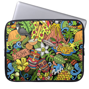 Funda Para Portátil Doodles personalizados de Hawaii patrón sin fisura