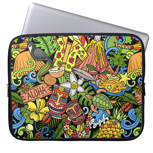Funda Para Portátil Doodles personalizados de Hawaii patrón sin fisura (Frente)