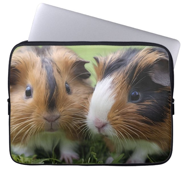 Funda Para Portátil Dos bebés Tortoiseshell Cerdos de Guinea, (Frente)