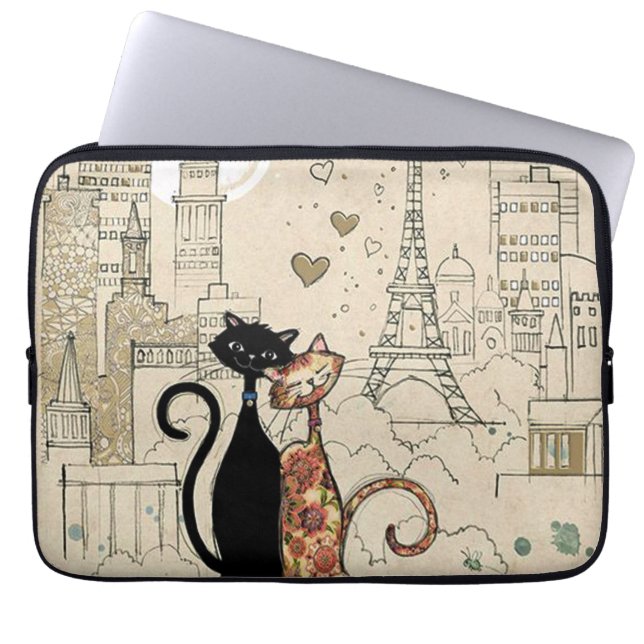 Funda Para Portátil Dos gatos enamorados (Frente)