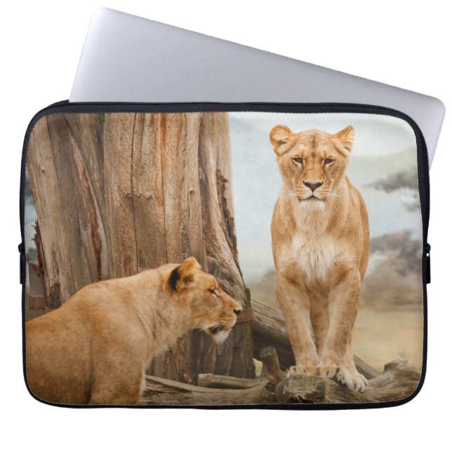 Funda Para Portátil Dos parejas de leones (Frente)