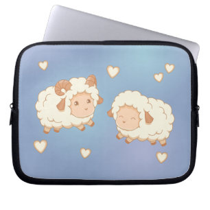 Funda Para Portátil Dos pequeñas ovejas cortas orinan en azul