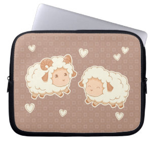Funda Para Portátil Dos pequeñas ovejas cortas ram Ewe on Brown