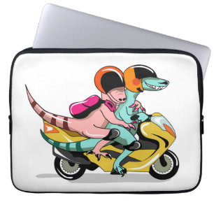 Funda Para Portátil Dos Personalizados Raptores En Motocicleta.