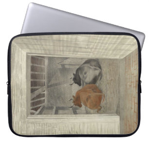 Funda Para Portátil Dos vacas en un establo (por Eric Ravilious)