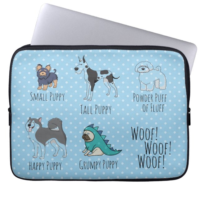 Funda Para Portátil Dotty poema de perros ilustrados (Frente)