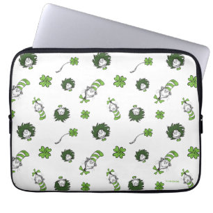 Funda Para Portátil Dr. Seuss Patrón de trébol del gato en el sombre