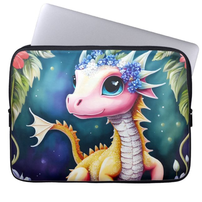 Funda Para Portátil Dragon Baby Floral Space Artística (Frente)