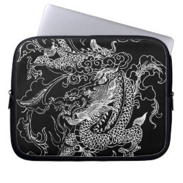 Funda Para Portátil Dragón blanco y negro