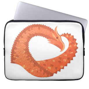 Funda Para Portátil dragón cardíaco naranja sobre blanco