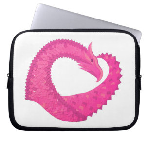 Funda Para Portátil Dragón cardiaco rosa caliente en blanco