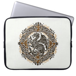 Funda Para Portátil Dragón Celta Negro y Oro