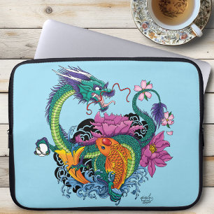 Funda Para Portátil Dragón de agua y Koi