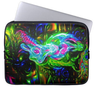 Funda Para Portátil Dragón de conejo psicodélico en la fantasía neón