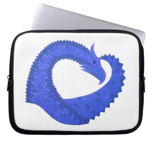 Funda Para Portátil dragón de corazón azul sobre blanco