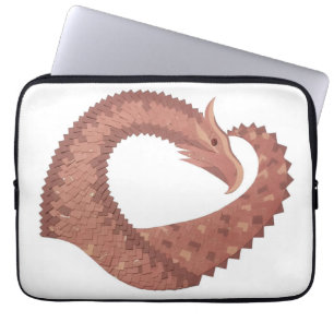 Funda Para Portátil Dragón de corazón marrón sobre blanco