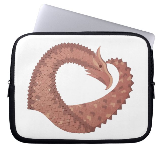 Funda Para Portátil Dragón de corazón marrón sobre blanco (Frente)