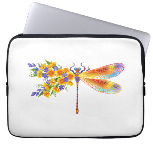 Funda Para Portátil Dragón de flores amarillas