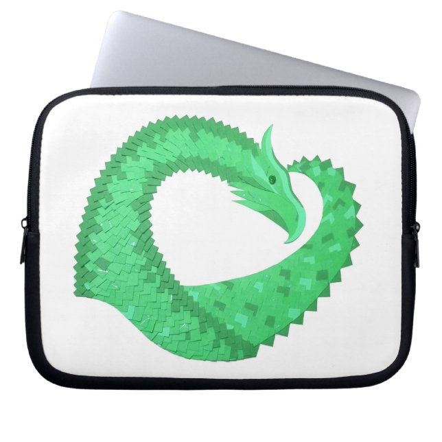 Funda Para Portátil Dragón del corazón verde sobre blanco (Frente)