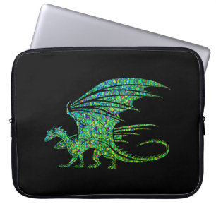 Funda Para Portátil Dragón del Mosaico Verde Increíble