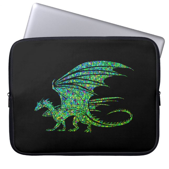 Funda Para Portátil Dragón del Mosaico Verde Increíble (Frente)