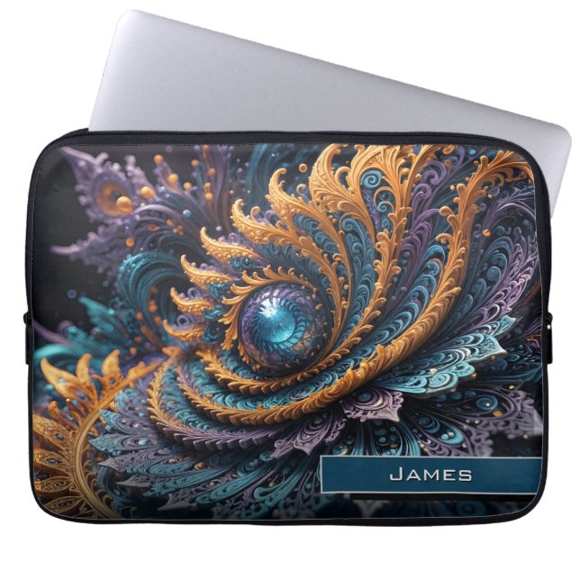 Funda Para Portátil Dragon Eye Moderno Abstracto Nombre fractal geomét (Frente)