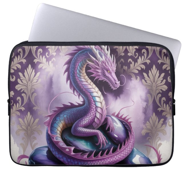 Funda Para Portátil Dragón gótico místico púrpura (Frente)