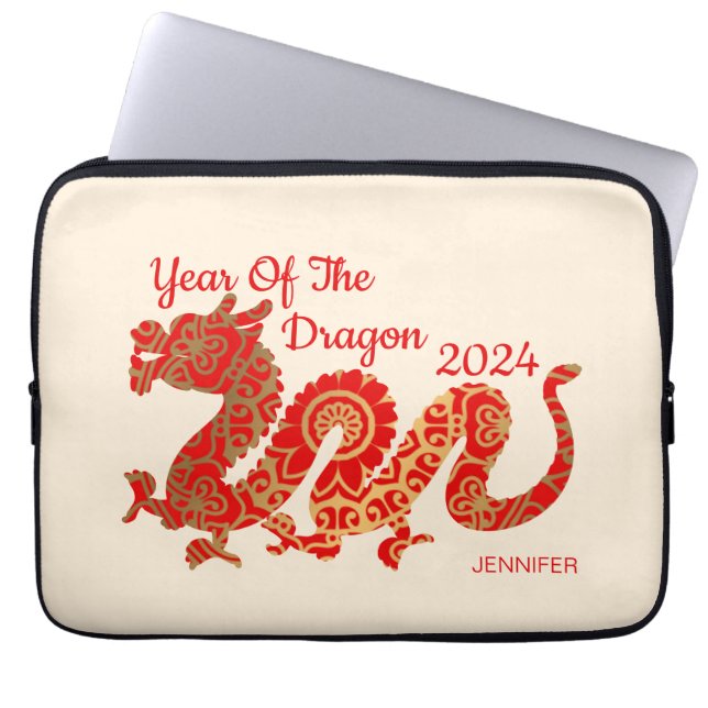 Funda Para Portátil Dragón moderno de Mandala 2024 Año Nuevo chino (Frente)