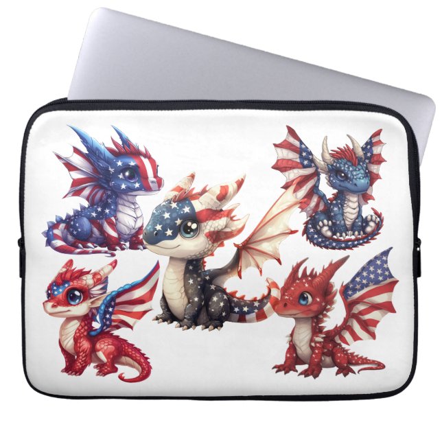 Funda Para Portátil Dragón patriótico (Frente)