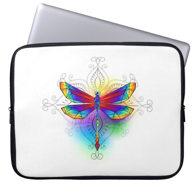 Funda Para Portátil Dragón poligonal arcoiris (Frente)