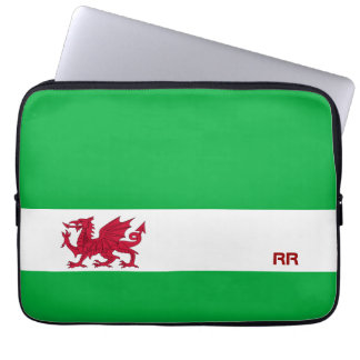 Funda Para Portátil Dragón rojo de País de Gales en el bolso verde