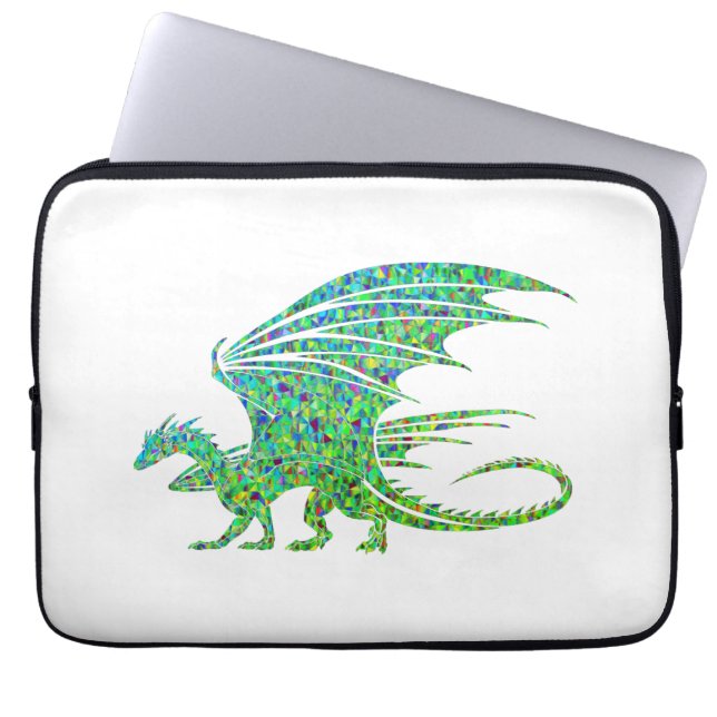 Funda Para Portátil Dragón Verde Mosaico Increíble (Frente)