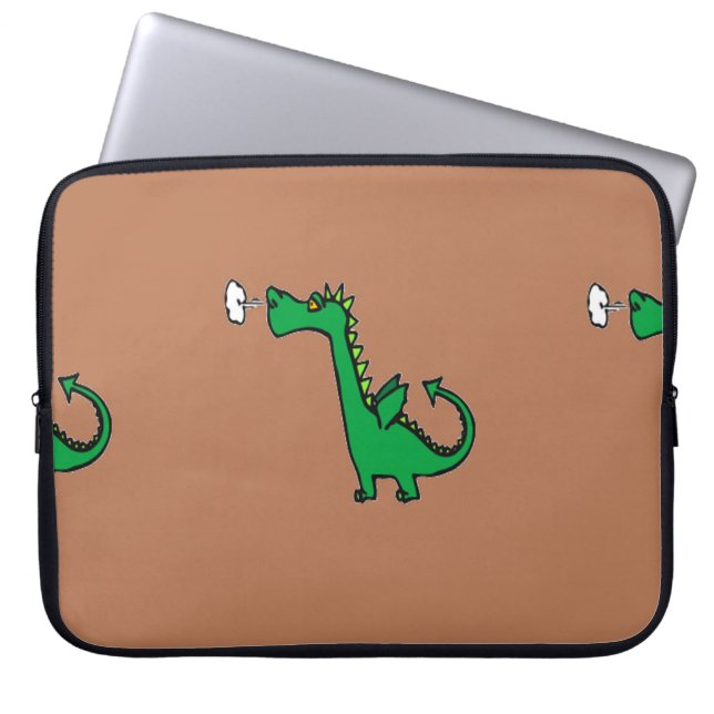 Funda Para Portátil Dragón verde respiratorio al aire (Frente)