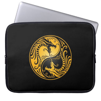 Funda Para Portátil Dragones amarillos y negros de Yin Yang