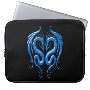 Funda Para Portátil Dragones, azul y negro del hierro