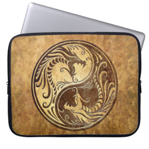 Funda Para Portátil Dragones de Yin Yang, piedra