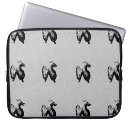 Funda Para Portátil dragones negros en gris