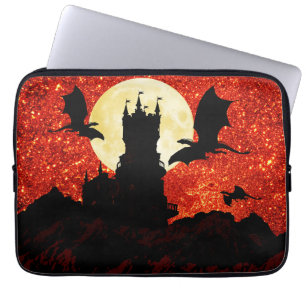 Funda Para Portátil Dragones que vuelan, castillo del acantilado, Luna